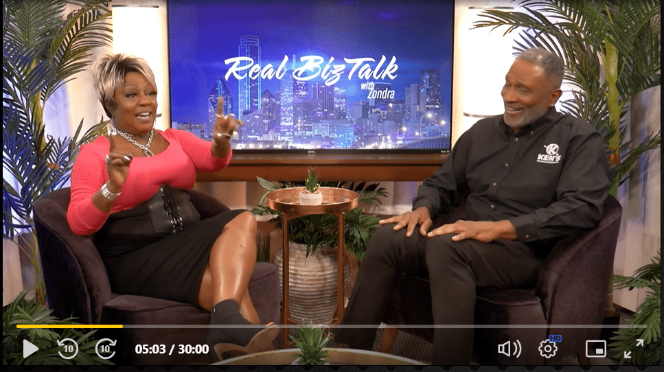 Thumbnail of a scene on ZondraTv's Real Biz Talk, interviewing Ken Alexander part 1